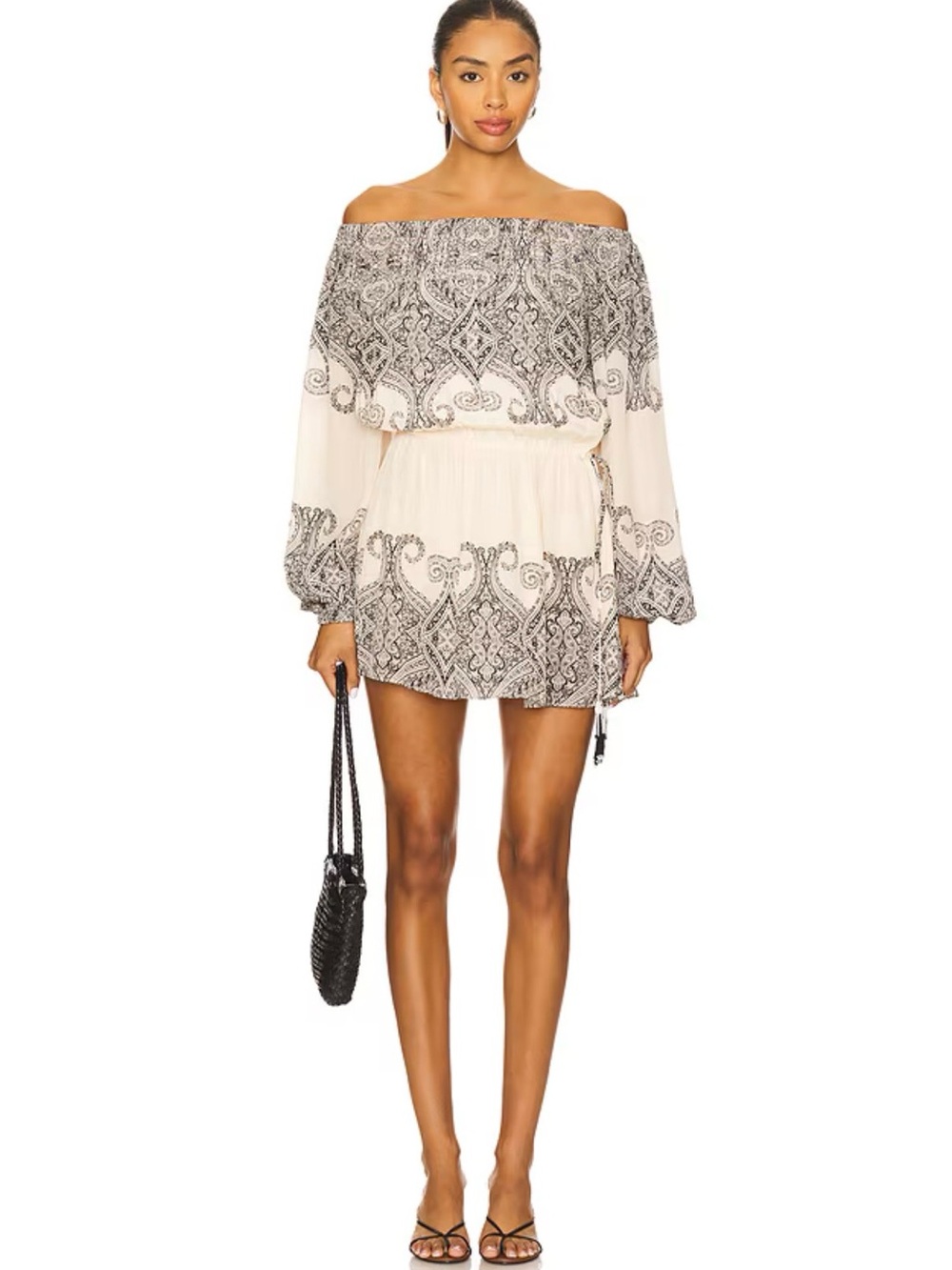 NWT HEMANT & NANDITA Slip On Mini Dress in Eggshell